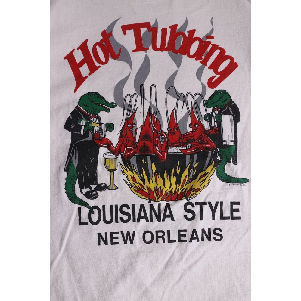 Vintage Tee Jays New Orleans Hot Tubbing Louisiana Style Shirt XL White USA - Picture 2 of 6